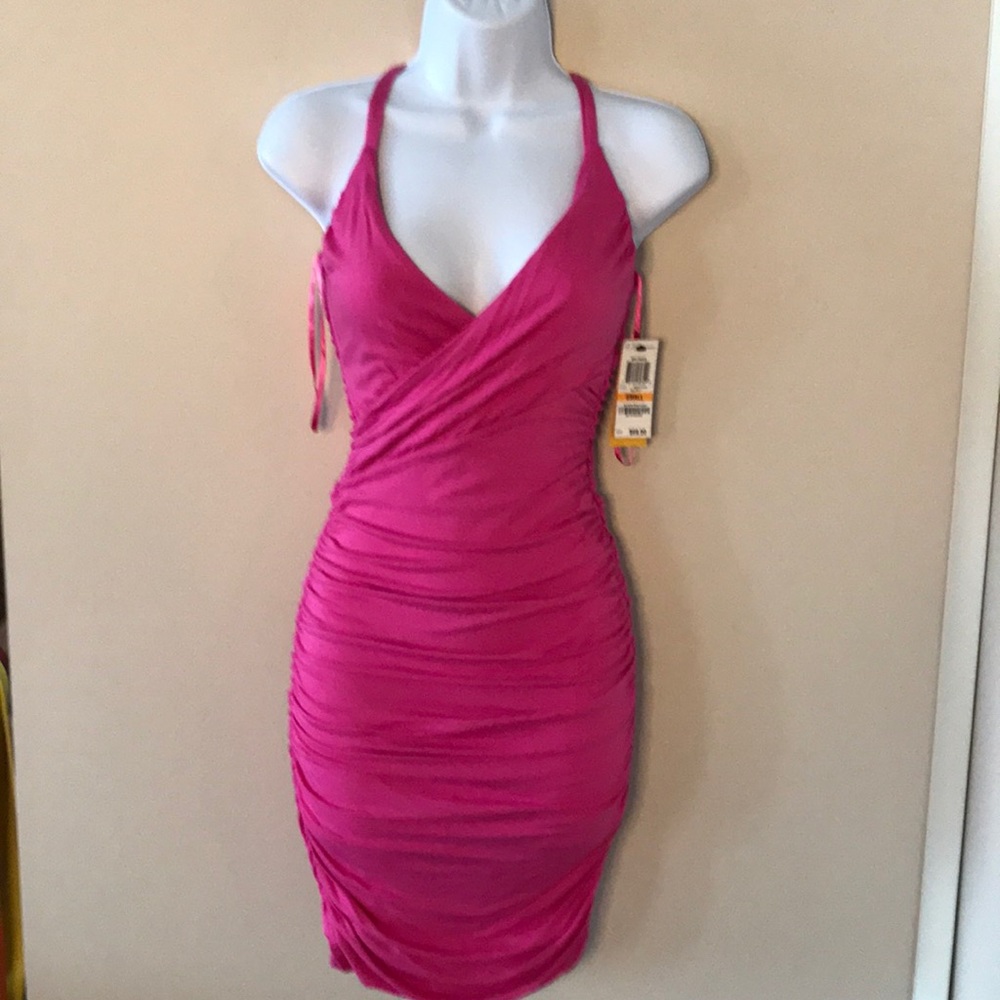 Never worn pink ruched dress NWT